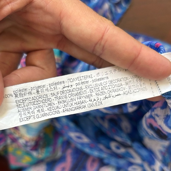 Zara Blue and Purple Patterned Blouse size Xl - Picture 9 of 9